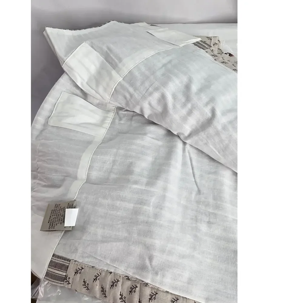Farmhouse Brown Ruffle Striped Room Darkening Curtain Panel Pair 40